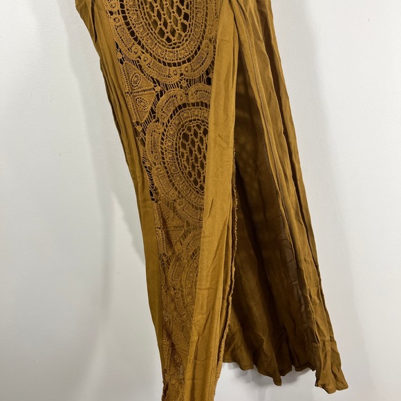 Willow Clay Women's Small Harvest Gold Embroidered Long Split‎ Side Tunic Tank - Picture 5 of 7